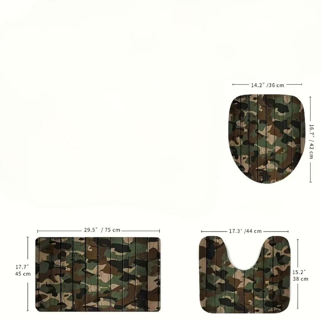 Camo Pattern Set - Juego de 3 Alfombras de Baño
