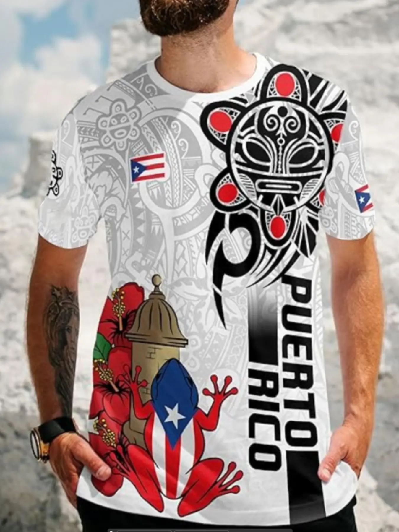 Street Fashion Culture - Camiseta con Estampado Puertorriqueño para Hombre,