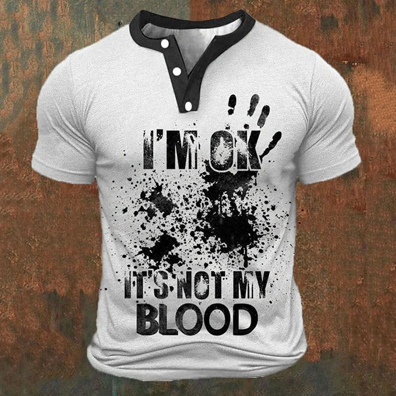 Street Fashion For Man - Camisetas Henley para Hombre con Estampado