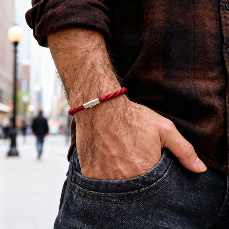 Street Fashion Of Milan - Pulsera de cuerda tejida hecha a
