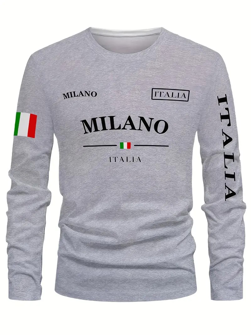 Street Fashion Of Milan - Camiseta de manga larga para hombre,