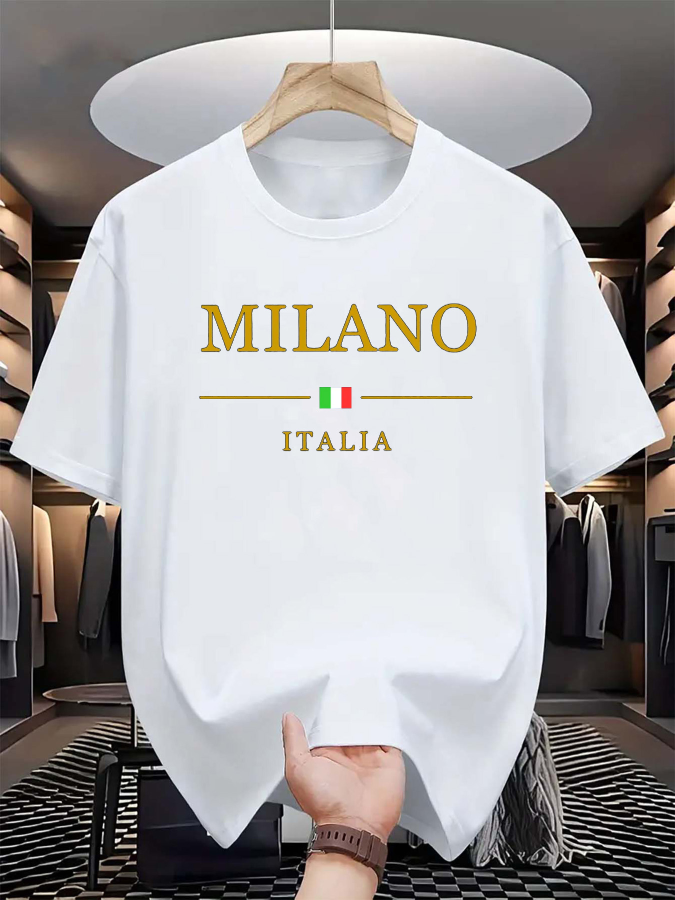 Camiseta de algodón puro con e - Street Fashion Of Milan reseña y precio